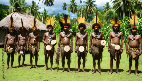 Ancient tribes in Indonesia Youw village, Atsy district, Asmat region, Irian jaya, New Guinea, Indonesia photo
