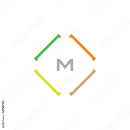 Letter M logo design timeless emblem brand identity logotype abstract minimalist monogram typography vector logo