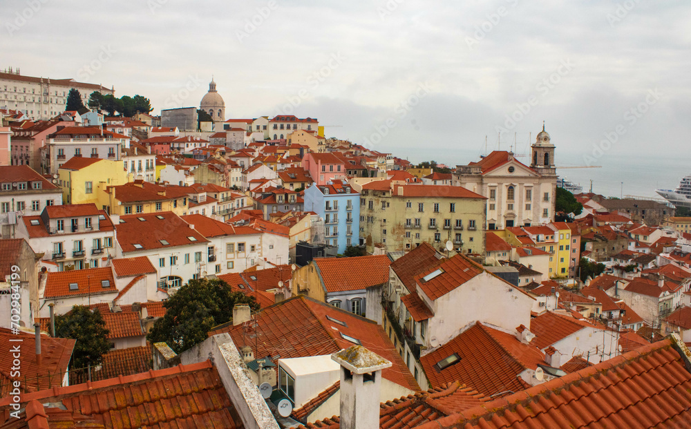 Alfama viewpoint, Miradour of Santa Luzia in Lisbon, Portugal