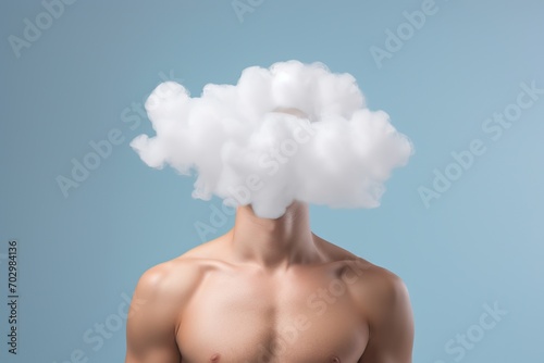 Man with cloud instead of head
