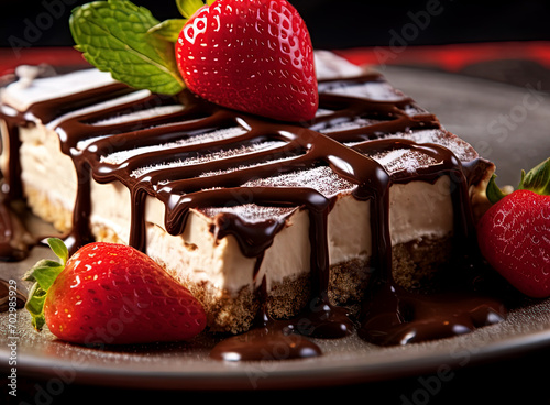 Homemade chocolate cupcakes with cream on a dark background.