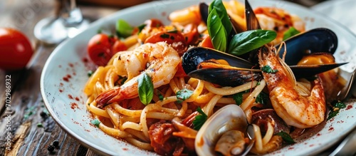 Traditional Italian seafood pasta dish