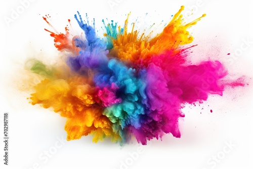 Colorful powder explosion on white background