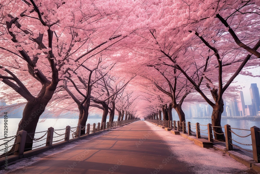 Naklejka premium Sakura alley in the park