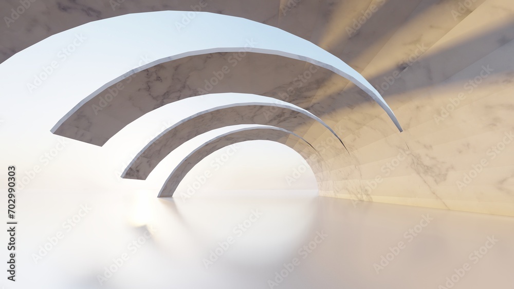 Obraz premium Architecture background arched interior 3d render