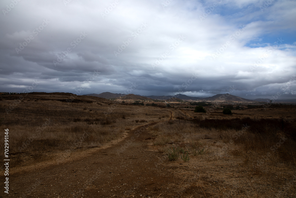 a trail down a hill.