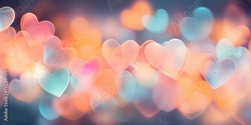 Galand of heart shaped lights with bokeh background. Saint valentine background photo