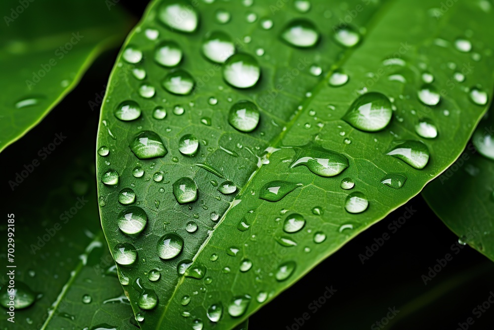 Water drops on green leaves Water drops on green leaves