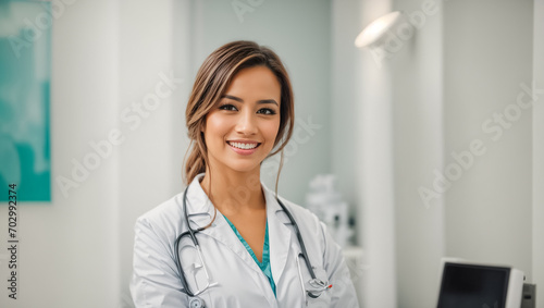 attractive smiling woman doctor in clinic