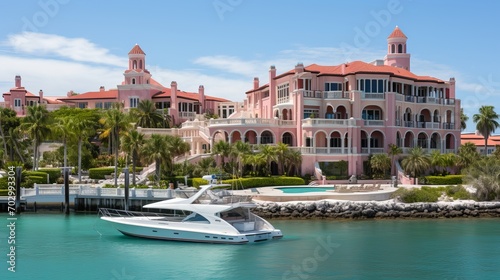 Sun drenched yacht club marina with luxury yachts, ideal for upscale lifestyle brands.