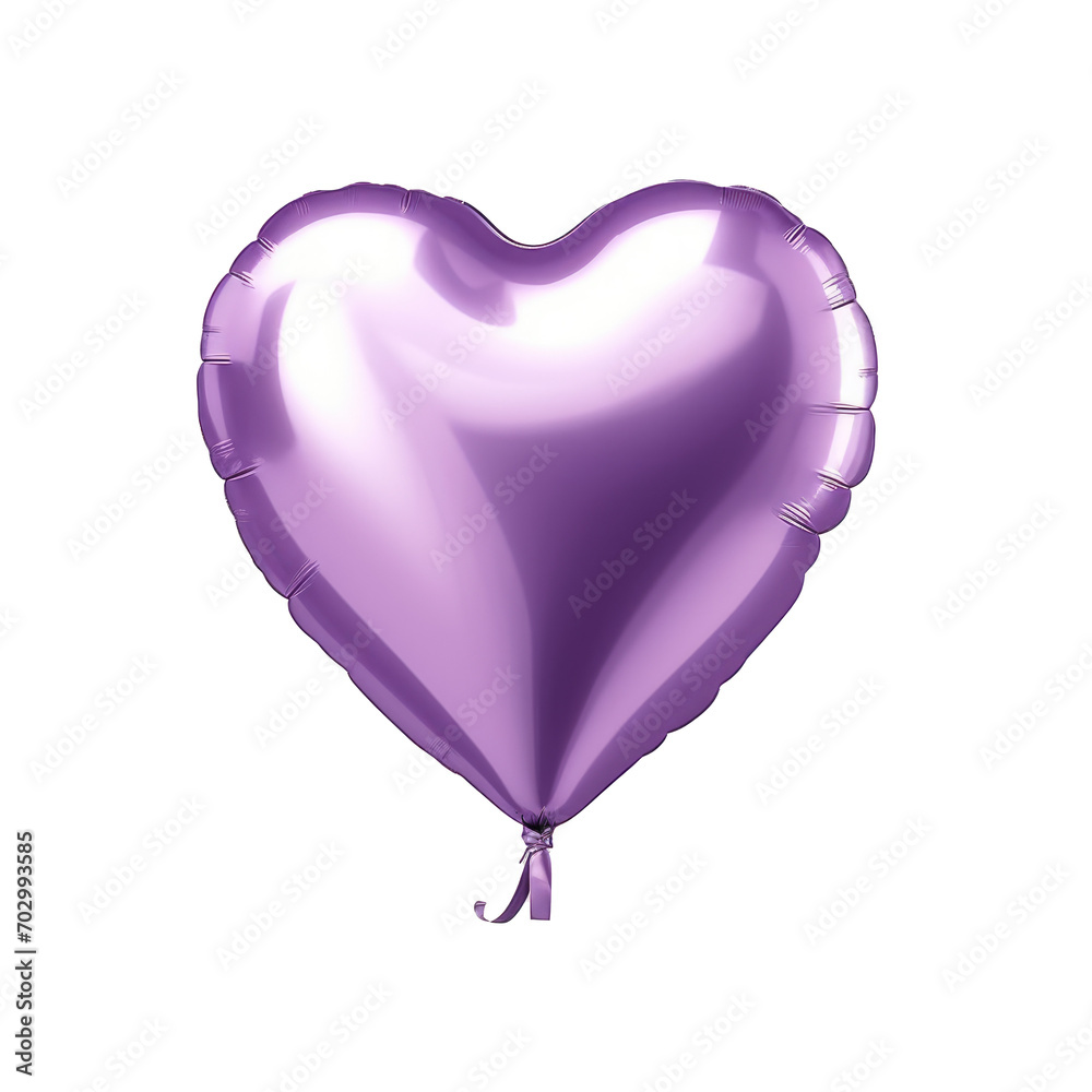 purple heart helium balloon. Birthday balloon flying for party and celebrations. Isolated on white background. Generative AI purple heart helium balloon. Birthday balloon flying for party and celebrations. Isolated on white background. Generative AI