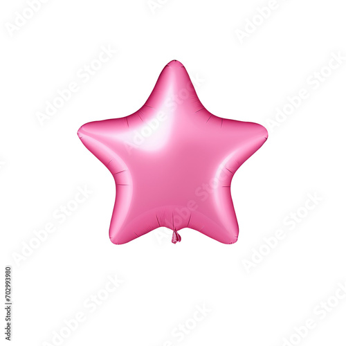 pink star helium balloon. Birthday balloon flying for party and celebrations. Isolated on white background. Generative AI