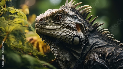 a close up of a lizard in a tree