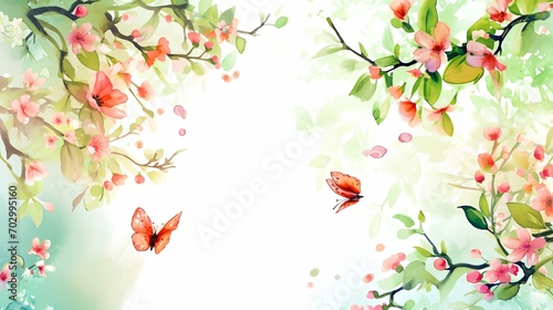 Wallpaper Mural a painting of flowers and leaves on a white background Torontodigital.ca