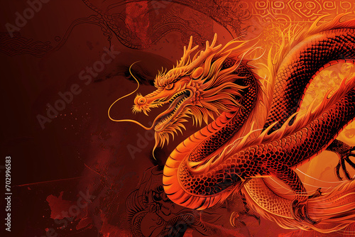 Template layout Chinese New Year  Year of the Dragon   zodiac. Chinese New Year
