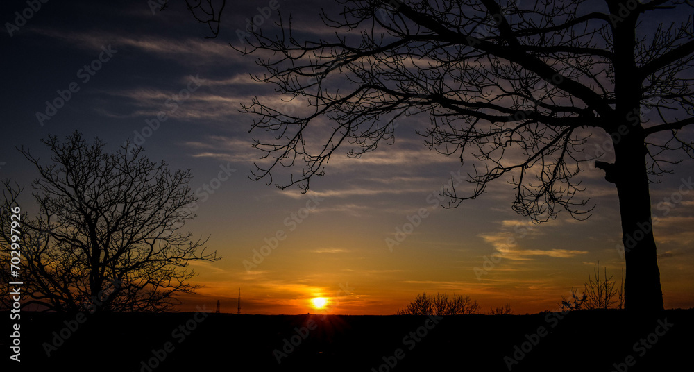 A beautiful sunset during winter in Boston City