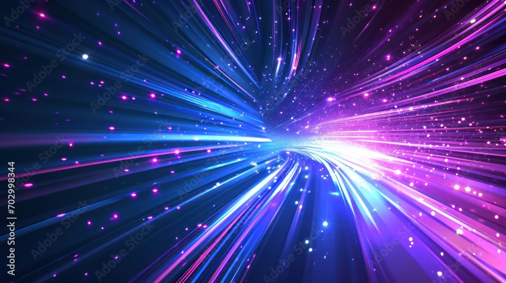 An abstract pink-blue technology background featuring burst line lights and a speed effect An abstract pink-blue technology background featuring burst line lights and a speed effect