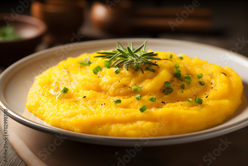 polenta in a deep dish