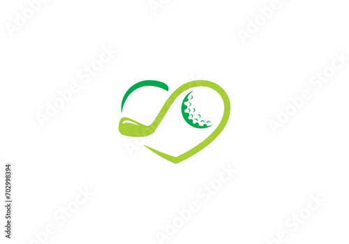golf stick with logo combination of logos, golf sport symbol design