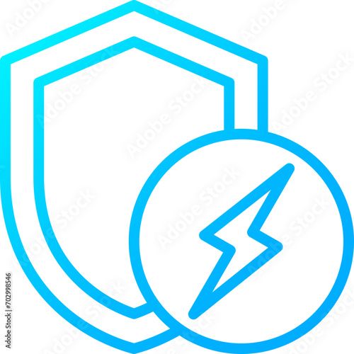 antistatic icon, Protection icon, Properties, lightning protection, Fabric properties blue color gradient	
