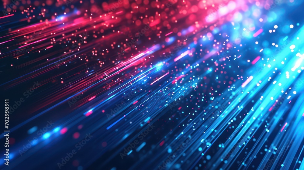 An abstract red-blue technology background featuring burst line lights and a speed effect An abstract red-blue technology background featuring burst line lights and a speed effect