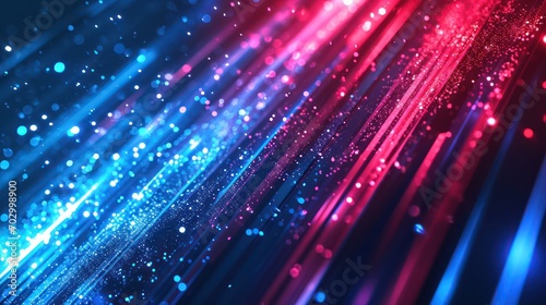 Abstract technology background in red and blue hues, showcasing burst line lights and a speed effect.
 photo