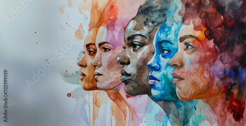 Women's history month in watercolor style with copy space photo