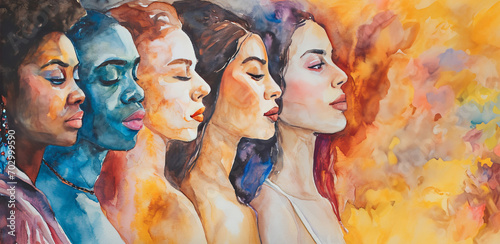 Women's history month in watercolor style with copy space photo
