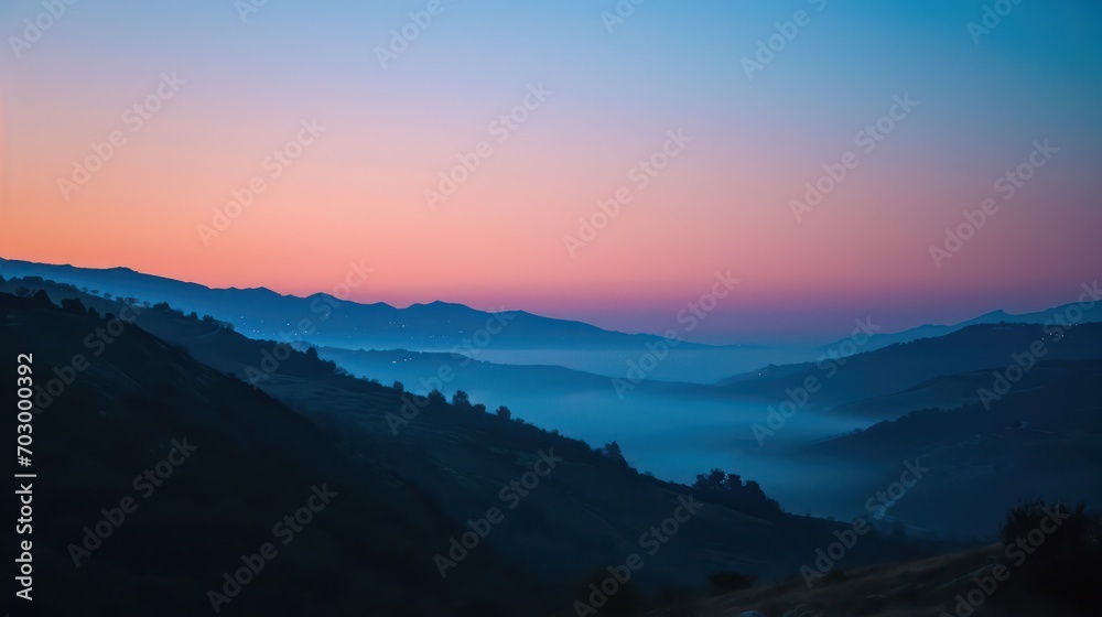 A stunning view of the sunrise at blue hour, with a serene atmosphere and the beauty of the sky painted in shades of blue and purple A stunning view of the sunrise at blue hour, with a serene atmosphere and the beauty of the sky painted in shades of blue and purple