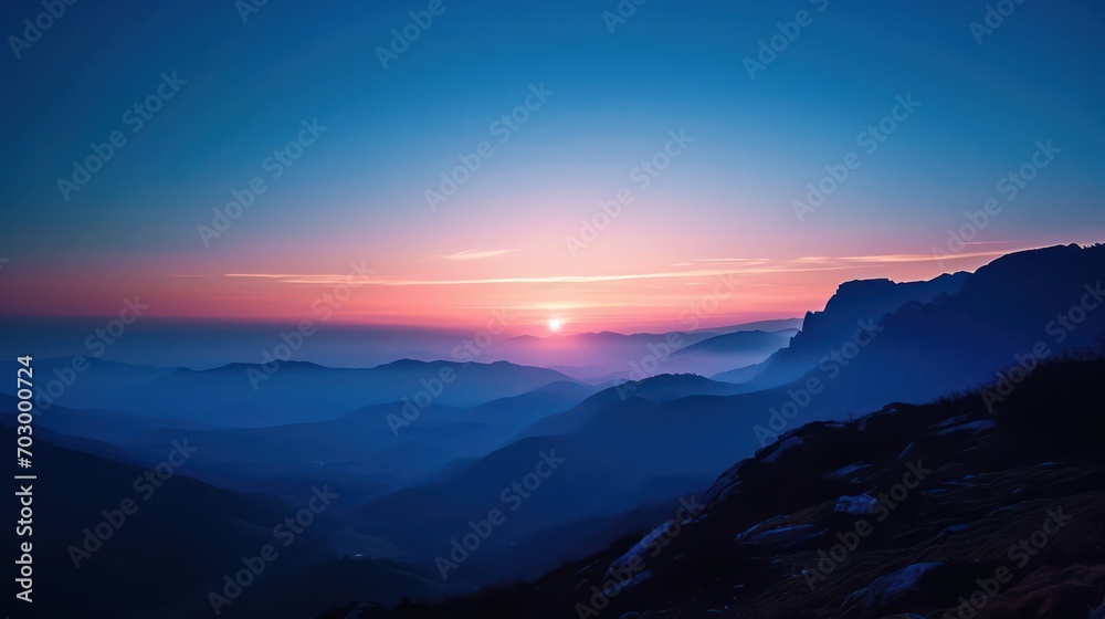 A stunning view of the sunrise at blue hour, with a serene atmosphere and the beauty of the sky painted in shades of blue and purple