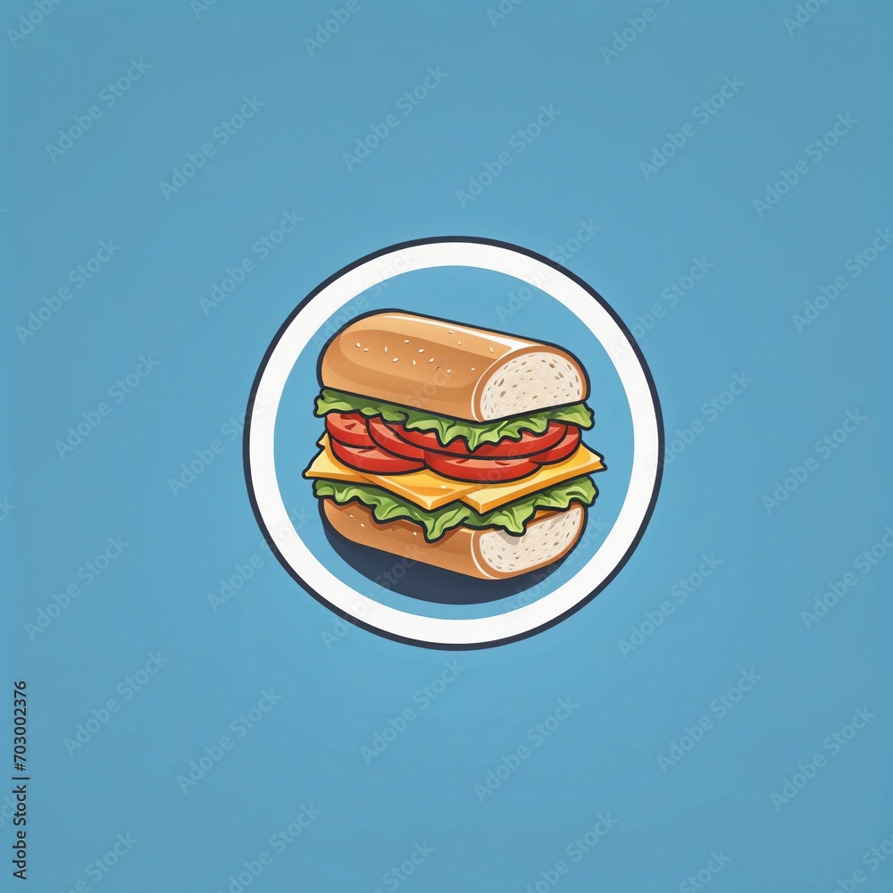Isometric sandwich with bread, ham, tomato, cheese, cucumber, onion, and lettuce. Delicious fast food concept. Breakfast or lunch dish. Cartoon meal icon. Isometric sandwich with bread, ham, tomato, cheese, cucumber, onion, and lettuce. Delicious fast food concept. Breakfast or lunch dish. Cartoon meal icon.