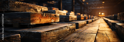 wooden planks in a warehouse photo