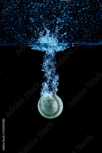 Baseball floating under the water