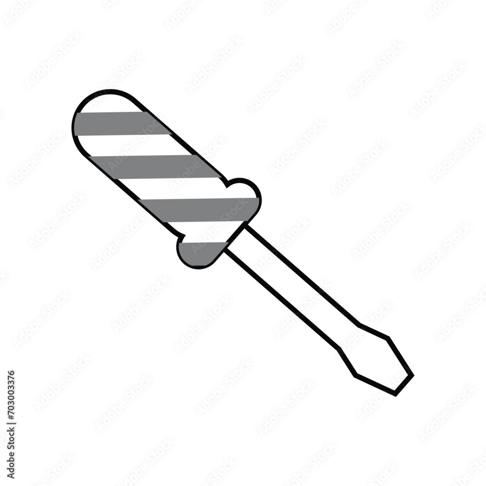 screwdriver tool icon over white background, Household appliance icons in line style. Suitable for design to introduce carpentry. Coloring educational media with a tool theme