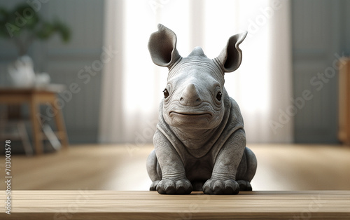 3D cute baby rhino photo