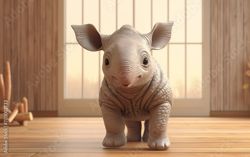 Fényképezés 3D cute baby rhino