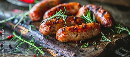 Small sausages often served at parties.
