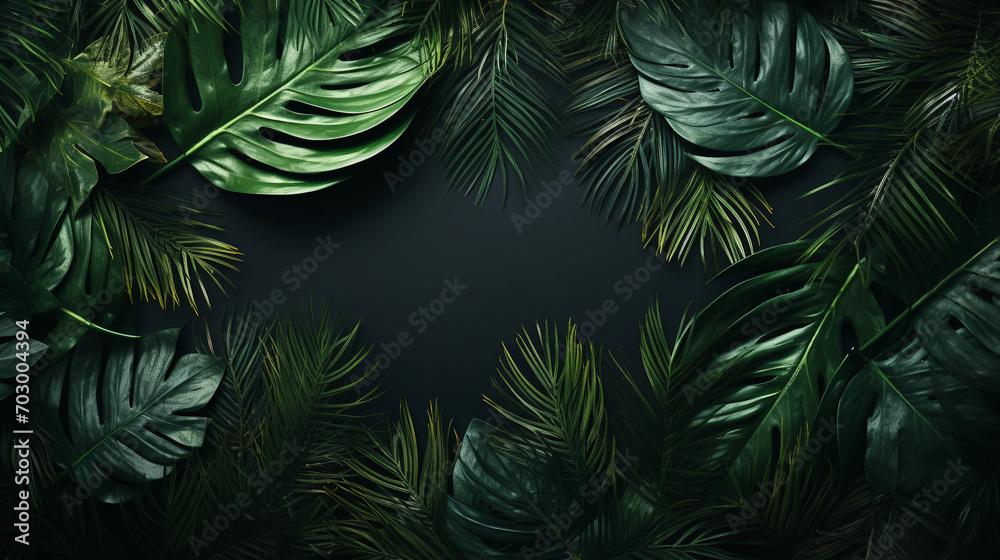 Jungle Leaves Wallpaper with Black Background