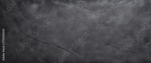 Black anthracite dark gray grey grunge old aged retro vintage stone concrete cement blackboard chalkboard wall floor texture, with cracks - Abstract  background banner panorama pattern design template