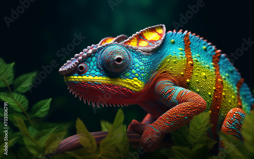 Colorful chameleon in wildlife © KHAIDIR