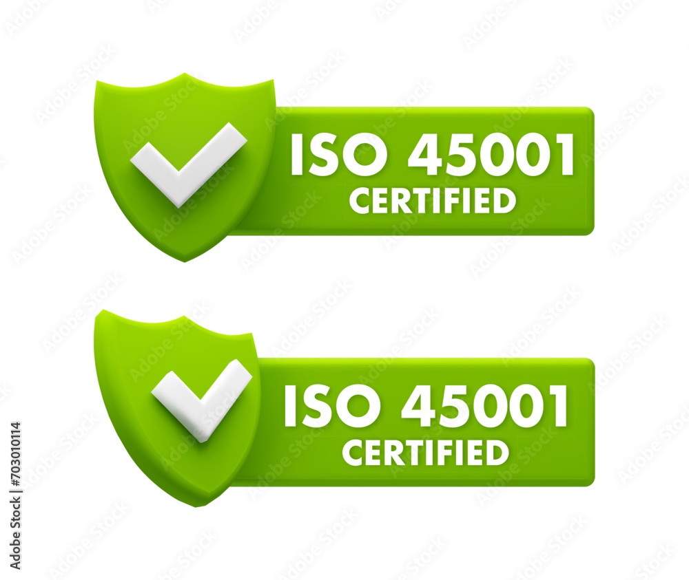 ISO 45001 Certified Badges - Occupational Health and Safety Management System Shields ISO 45001 Certified Badges - Occupational Health and Safety Management System Shields