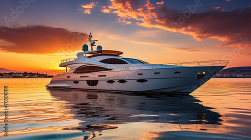 Luxury sailboats and yachts at sun drenched marina, ideal for upscale products or brands