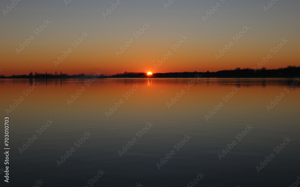 peaceful sunset on the lake