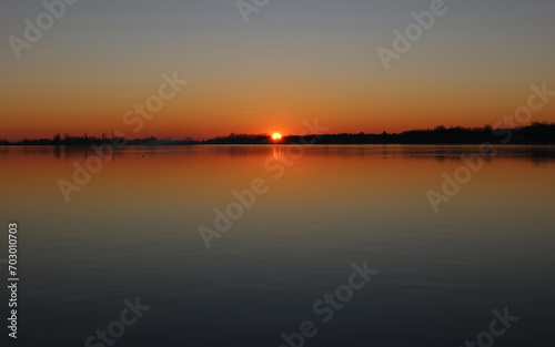 peaceful sunset on the lake
