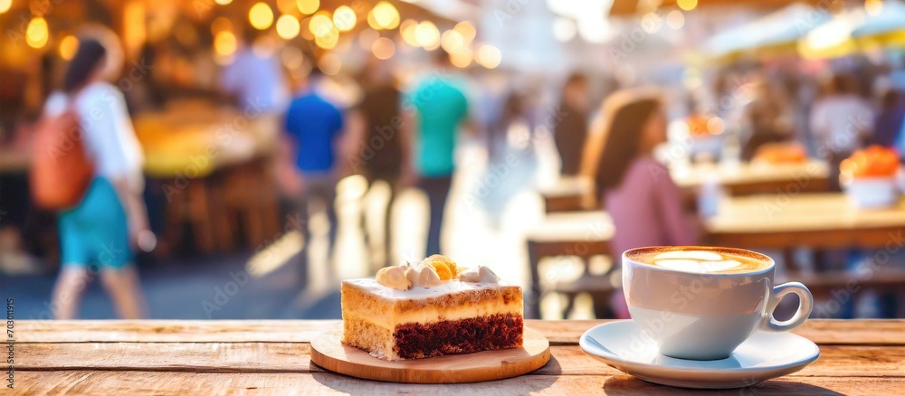 Kaffee und Kuchen auf einem Markt 