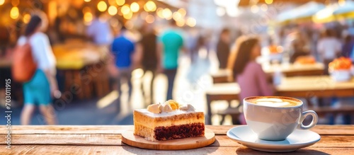 Kaffee und Kuchen auf einem Markt 