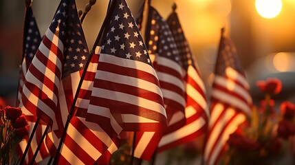 Vibrant and patriotic usa memorial day celebration with american flag in the background