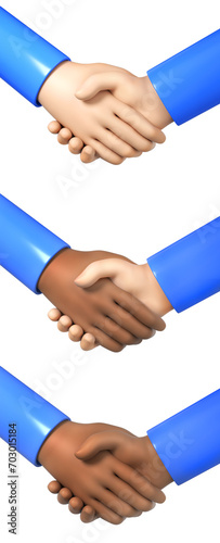 Set of handshakes on white isolated background