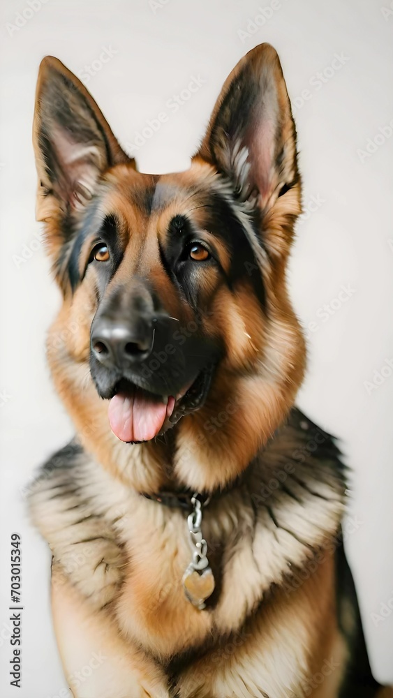 Portrait of a German Shepard  Dog on Isolated White Background