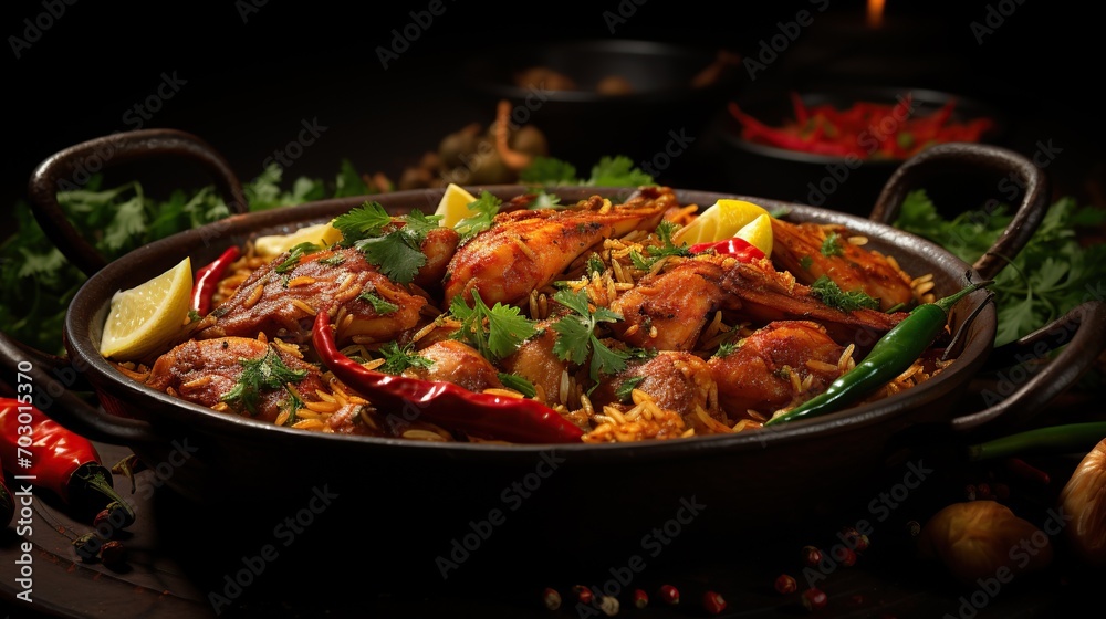 Homemade curry in plate on wooden table background. Created with Generative AI Homemade curry in plate on wooden table background. Created with Generative AI